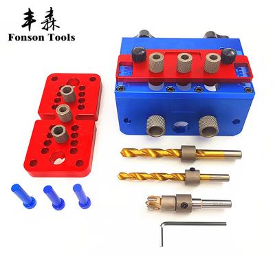 China Precise Scale Adjustable Jig Woodworking Pocket Hole Broaching Jig for Guide Mark Puncher Drilling Tools for sale