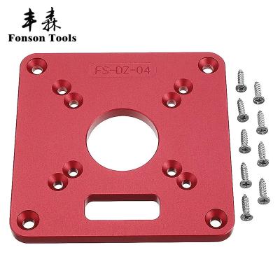 China Convenient Aluminum Router Table Insert Plate with Bushing Ring Screw Trimming Machine Flip Plate for Woodworking Benches Trimmer for sale