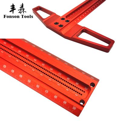 China 300/400/500/600/760mm Accurate Line Scriber Ruler 1mm Ruler Aluminum Alloy T-type Hole Cross Marking Woodworking Measurement for sale