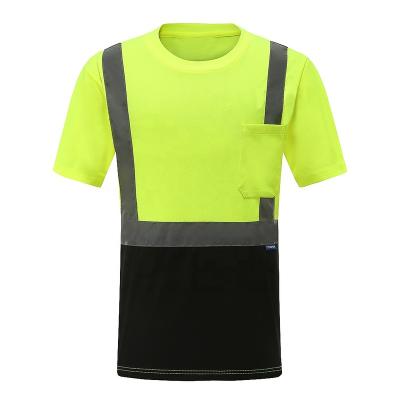 China AYKRM Vis Short Vest Free LOGO XS-6XL Breathable Fluorescent Reflective T-shirts Summer Workwear High Visibility Safety Reflective Hi for sale