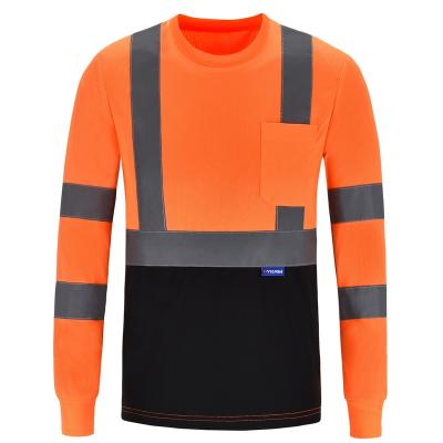 China AYKRM Strength T-Shirts Safety Reflective Fluorescent Shirts Long Sleeve Tops Work Construction Uniform Vest Work Tops Yellow Construction Engin for sale