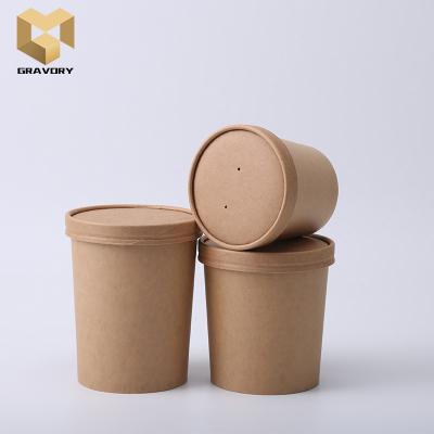 China Customized Recyclable Logo Wrapping Paper Cup Soup Bowl Disposable Paper With Lid for sale