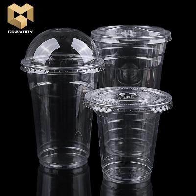 China Clear Single Wall OEM Take Out TO PET Disposable Plastic Cup Dessert Cup With Lid Bubble Packing Tea for sale