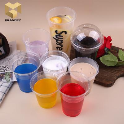 China Single Wall Biodegradable Hold Way Custom Design Milkshake Cups Freeze Plastic Cup Disposable Plastic Cup for sale