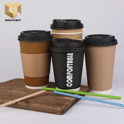 China Best price disposable milkshake coffee cup high quality glass eco-friendly corrugated paper cup for sale