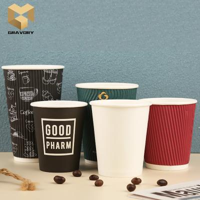 China Coffee Cup Winter Size Printing Milk Tea Biodegradable Custom Disposable Corrugated Paper Different Paper Cup With Logo for sale