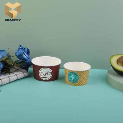 China Environmental Disposable Custom Logo Printed Paper Ice Cream Cup Bowl Ice Cream Containers for sale