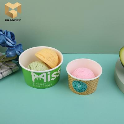 China Disposable Professional Custom Paper Cold Bowl Cups Ice Cream Containers Environmental Paper for sale