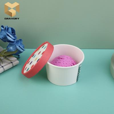 China Disposable High Grade Custom Design Ice Cream Cup Rolls Take Out Paper Cups For Ice Cream for sale