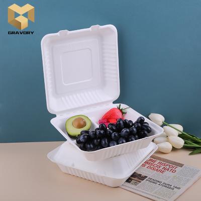 China Biodegradable Restaurant Bagasse Food Packaging Box Disposable Molded Bagasse Box for sale