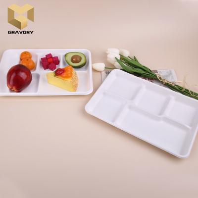 China Disposable Tableware 100% Compostable Bagasse Compartment Sugarcane Bagasse Biodegradable Pulp Dish Disposable Square Dish for sale