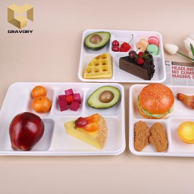 China 5 Compartment Lunch Trays Disposable Renewable Bagasse Sugar Cane Bagasse Lunch Dishes for sale