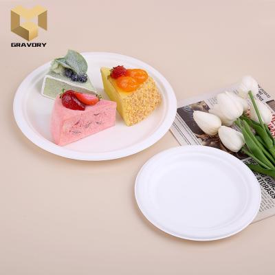 China Disposable Eco Friendly Party Bagasse Tableware Dish Pulp Food Packaging Bagasse Dishes Take Out Dish for sale