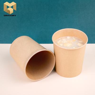 China Factory Recyclable Promotion Hot Soup Cup Packaging Disposable Kraft Paper Soup Cup for sale