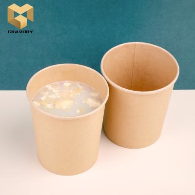 China Recyclable Take Away Kraft Paper Cup Noodles Soup Cup Wholesale Paper Logo for sale