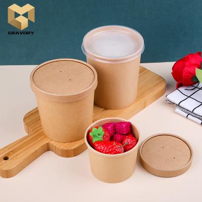 China New Arrivals Recyclable Paper Cup For Soup Wrapping Paper Disposable Soup Cup With Paper Lid for sale