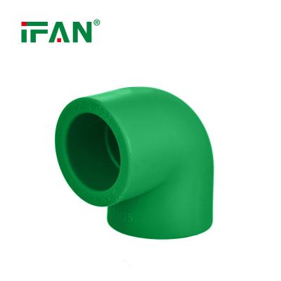 China 90 Degree Elbow Water Pipe PPR Green Welding Pipe Fitting PN25 for sale