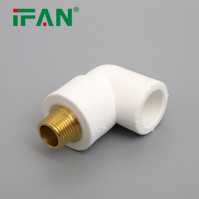 China IFAN Plus Customized White Brass Male Elbow Pipe Fitting Plastic Water Pipe PPR Fitting for sale