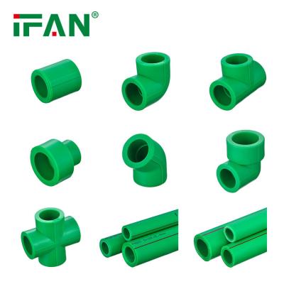 China IFAN Green Color PN20 PN25 PPR Elbow Socket Coupling Tee Adapters PPR Pipes And Fittings for sale