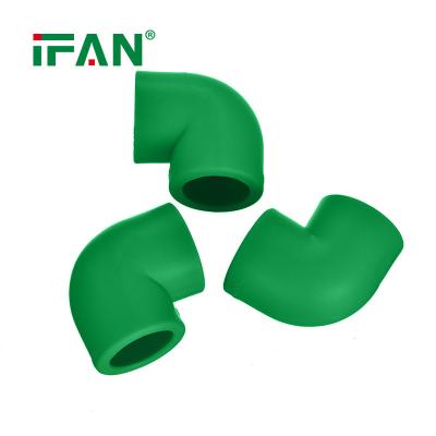 China 20-110mm 100% PPR Female Threaded Elbow Raw Material Green Color Plastic 90 Degree Elbow for sale