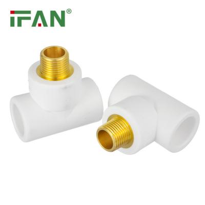 China IFANPLUS PPR Pipe and Fittings Factory Price Cw617 Brass White Color Material Male Tee Pipe Pipe Fitting for sale