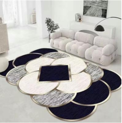 China Golden Diamond Velvet Geometric Marble Pattern Living Room Mat for sale