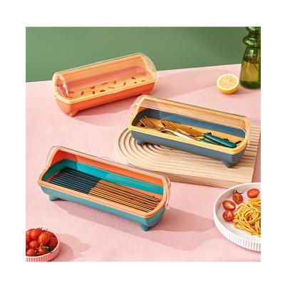 China Durable Extended Storage Box Household Cutlery Cage Drain Proof Drainage Proof Plastic Kitchen Chopstick Box for sale