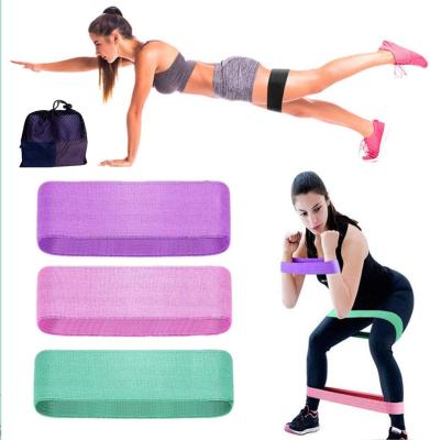 China Wholesale Custom Printed Logo Resistance Cloth Band Booty Hip Loop Long Travel Fitness Gym Sports Workout Fitness Exercise Band 3 Piece Set for sale