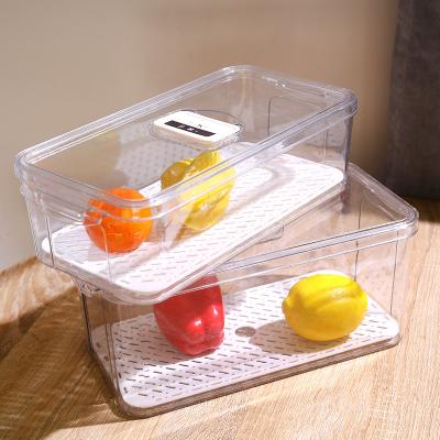 China Stackable Plastic Freshness Keeping Clear Food Container With Lid Kitchen Organizer Refrigerator Drawer Bins Fridge Storage for sale