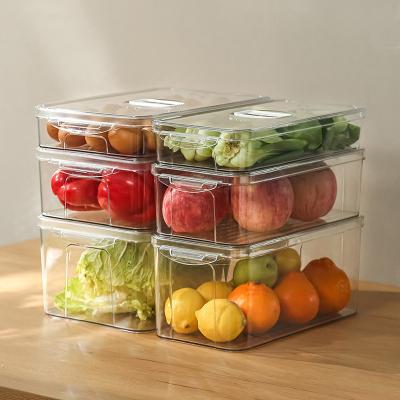 China Freshness Preservation Clear Kitchen Food Packing Box Vegetable Storage Containers Stackable Plastic Refrigerator Storage Container for sale