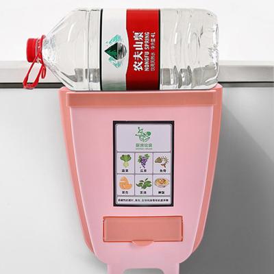 China Wall Mounted Hanging Trash Can Stocked Cleaner Mini Commercial Foldable Plastic Car For Kitchen Waste Bin for sale