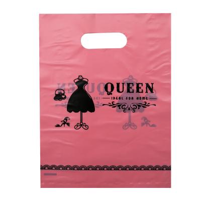 China Hot Sale Fashion Moisture Proof Pink Plastic Bag With Handle Cheap High Quality Printed Logo Plastic Bag Gift for sale