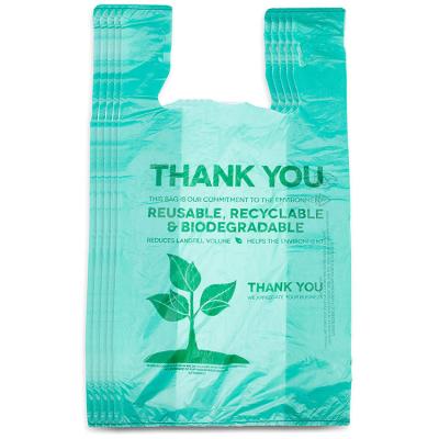 China Custom High Quality Eco Friendly Biodegradable Shopping Bag Moisture Proof Thank You Plastic Poly T-shirt Shopping Bags for sale