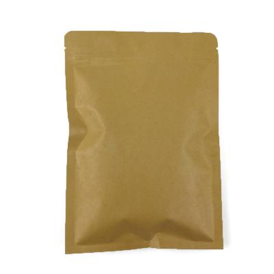 China Wholesale Barrier Custom Printed Three Side Seal Stand Up Brown Kraft Paper Bag For Food Snack Paper Bag for sale