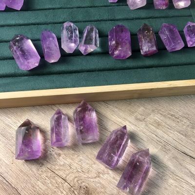 China Beautiful China Quartz Healing Amethyst Natural Purple Stone Wand Point Crystal Tower for sale