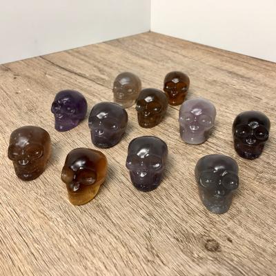 China Healing Natural Fluorite Mini Gemstone China Quartz Crystal Skulls Carving For Decoration for sale