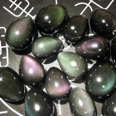 China Wholesale Natural China Rainbow Obsidian Egg Shape Carving Crystal Therapy Stone for sale