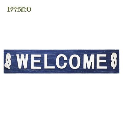 China IVYDECO Marine Style Wood Wall Sign Eco-friendly Modern Blue White Wall Art Home Decoration for sale