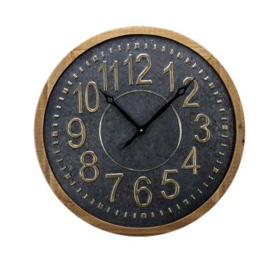 China Antique Style IVYDECO Personalized Design Wooden Frame Galvanized Unique Metal Wall Clock for sale