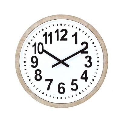 China IVYDECO Style Antique Antique Digital Frame White Metal Analog Large Wooden Wall Clock for sale