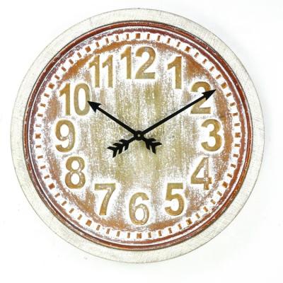 China IVYDECO Style Antique Antique Digital Frame White Metal Analog Large Wooden Wall Clock for sale