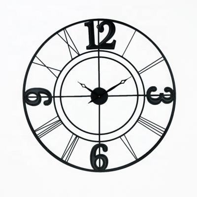 China Modern Industrial Design Black Metal Quartz Wall Clock Antique Style IVYDECO Large Home Decoration for sale