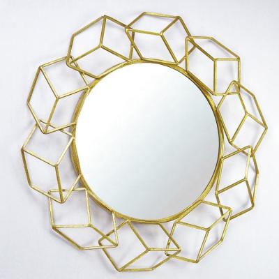 China IVYDECO Views Gold Geometric Mirror Designer Modern Beauty Decorative 3D Metal Wall Mirror Eco-friendly for sale