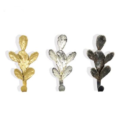 China IVYDECO Brown Metal Cactus Hook Metal Hooks Living Room Living Room Decor Living Room Wall Gold Silver Living Room Decoration for sale