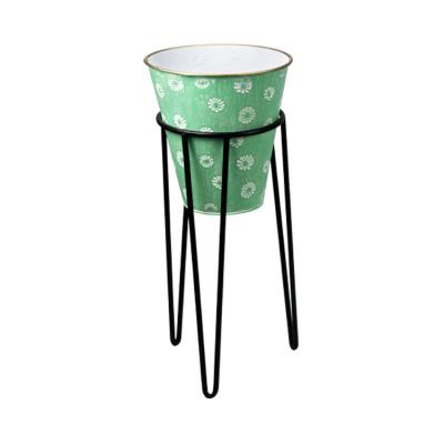 China IVYDECO Eco-friendly Metal Flower Bucket Display Pot Holder Steel Standing Rack for sale