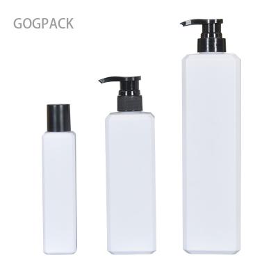 China HDPE 200 ml 500 ml 1000 ml vierkante plastic pompflessen voor shampoo Te koop