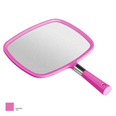 China Hot Selling Customized Customized Logo Square Handheld Travel Cosmetic Plastic Plastic Mirror Portable With Handle for sale