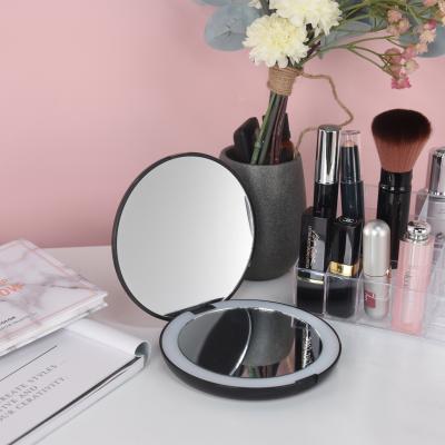 China 2021 New Design Vanity Pocket Lighted Mirror With Foldable Led Makeup Mirror Hollywood LED Light for sale