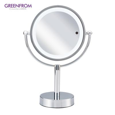 China Greenfrom 1X 2X 3X Lighted Magnification Led Round Table Desktop Beauty Vanity Make Up Mirror Led Makeup Mirror With Light for sale