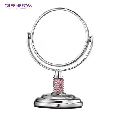 China Professional Magnifying Double Side Around Design Standing Up Vanity Mirror Table Cosmetic Makeup Mirror for sale